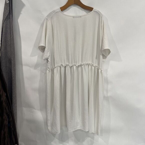 Asos Size 22 Smock Mini Off White Babydoll Tunic Coastal Boho Cover Up Travel - Picture 5 of 10